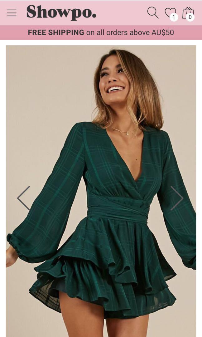 Green long sleeve playsuit