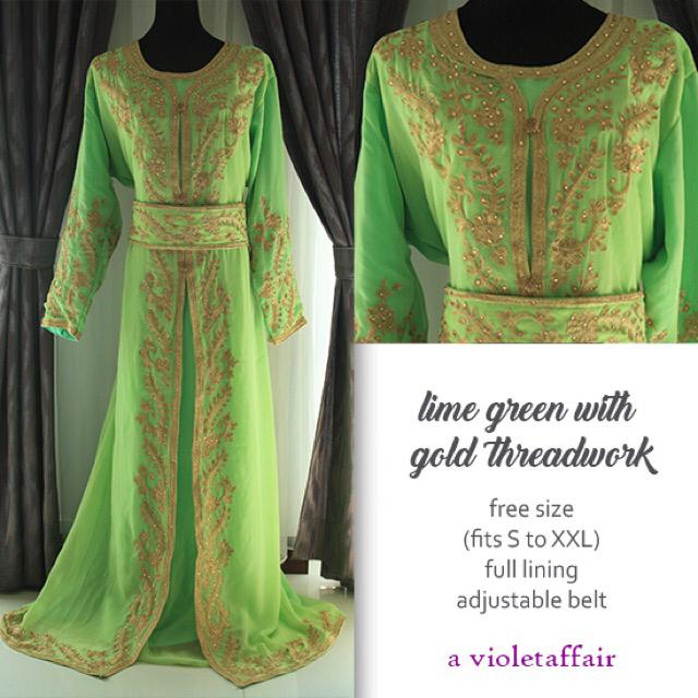 PolyJolly Gold Applique Abaya Dress for Women Dubai Sadui Fancy Moroccan Arabic Jalabiya Eid Collection