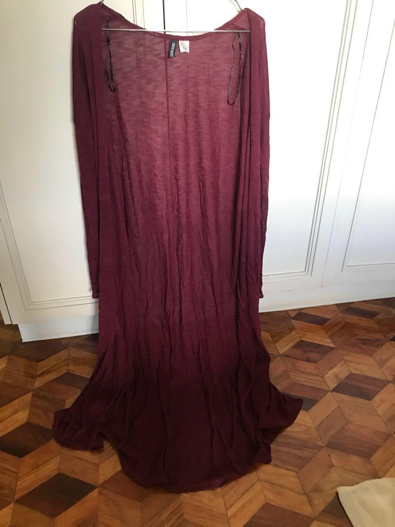 H M Maroon Duster Cardigan Floorlength On Carousell