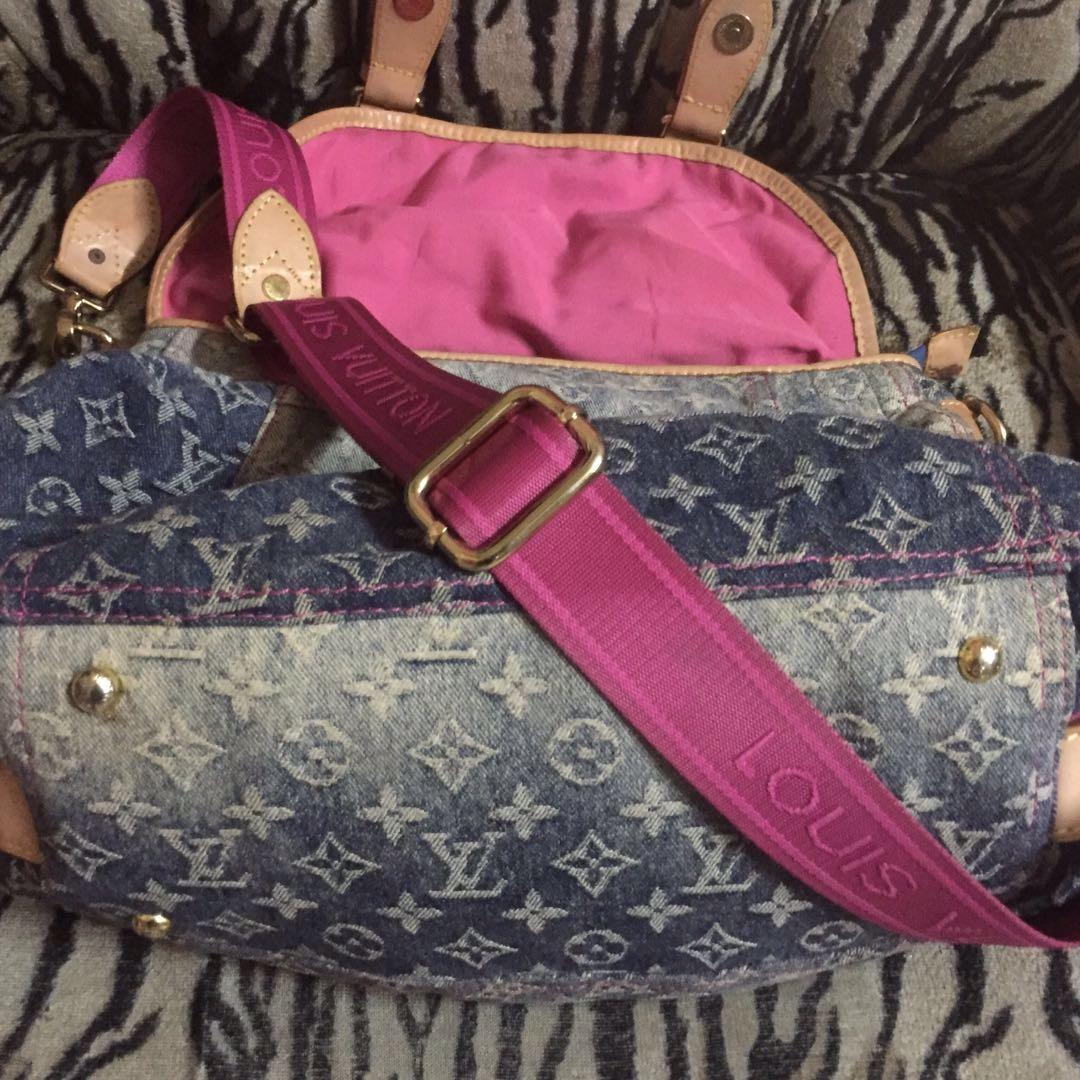 PreLuxe Bags - Louis Vuitton Monogram Denim Sunrise Bag Lightly Used  (Almost brand new) featuring : Classic monogram denim canvas with beige  leather trimming Golden hardware and studs Double buckled closure on