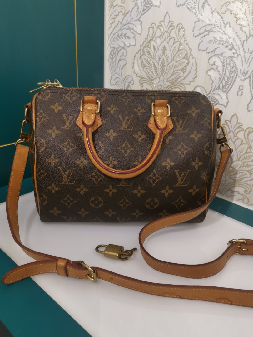 Louis Vuitton, Bags, Louis Vuitton Speedy Bandouliere 25 Satchel Bag  Creme Caramel Clafoutis Graphic
