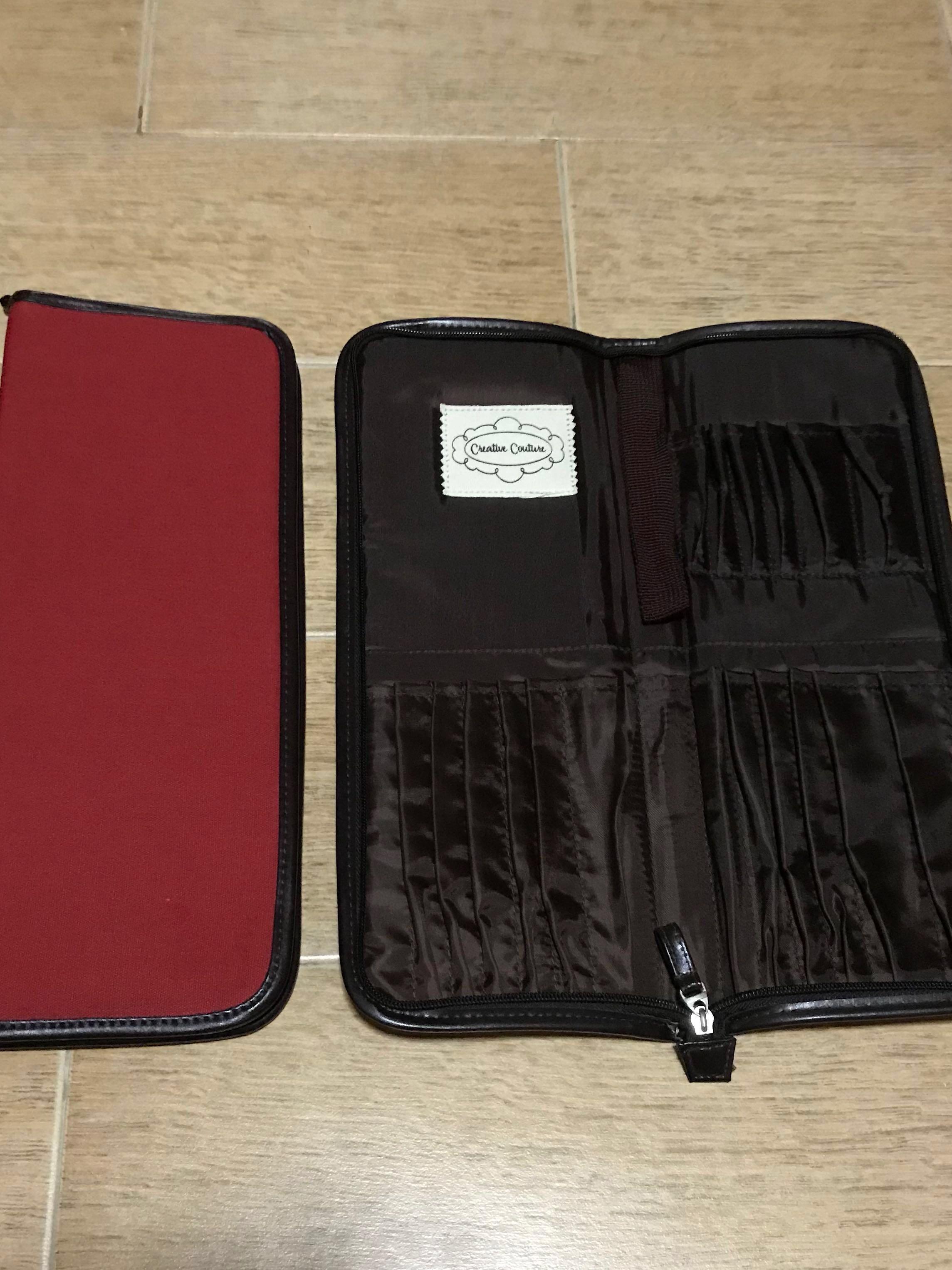 Makeup brush organizer (Category: Other Accessories) located in Pasig City. Submitted by simplyvers (Listing ID 157911176, Image 1). Description: 2 pieces left Color: red on the outside and brown on the inside.