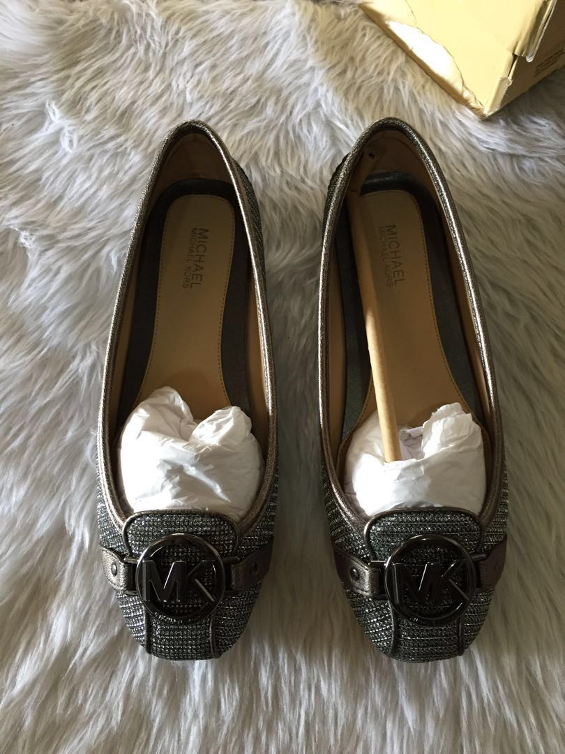 michael kors silver ballet flats