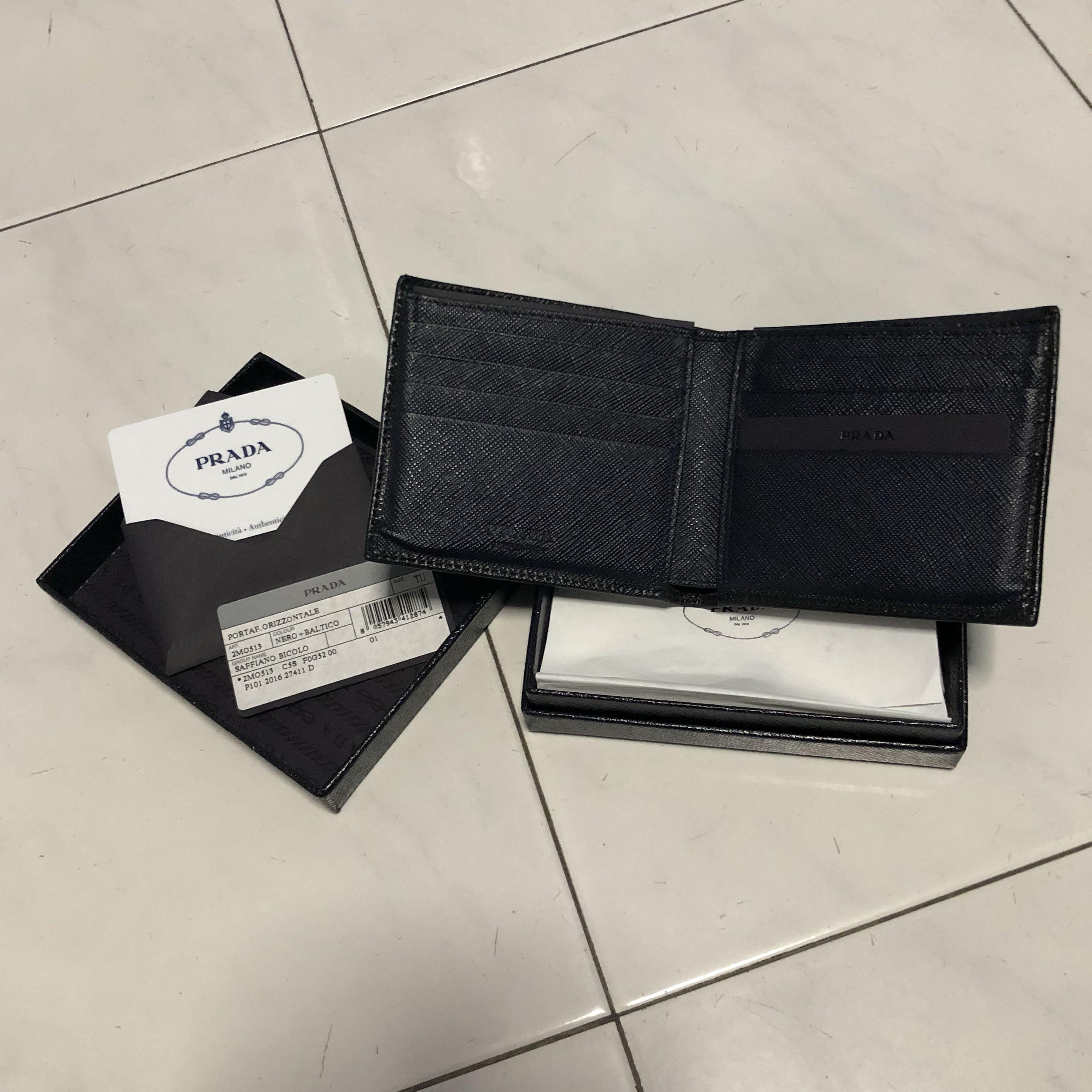 Prada Wallet Saffiano Bicolo, Luxury, Bags & Wallets on Carousell