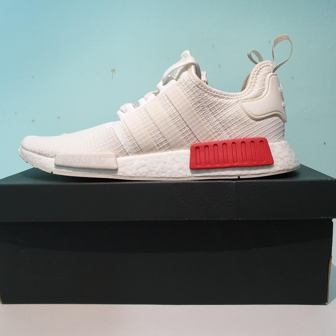 SALE US10.5 Adidas NMD R1 Racer Off White Lush Red Men s Fashion Footwear Sneakers on Carousell