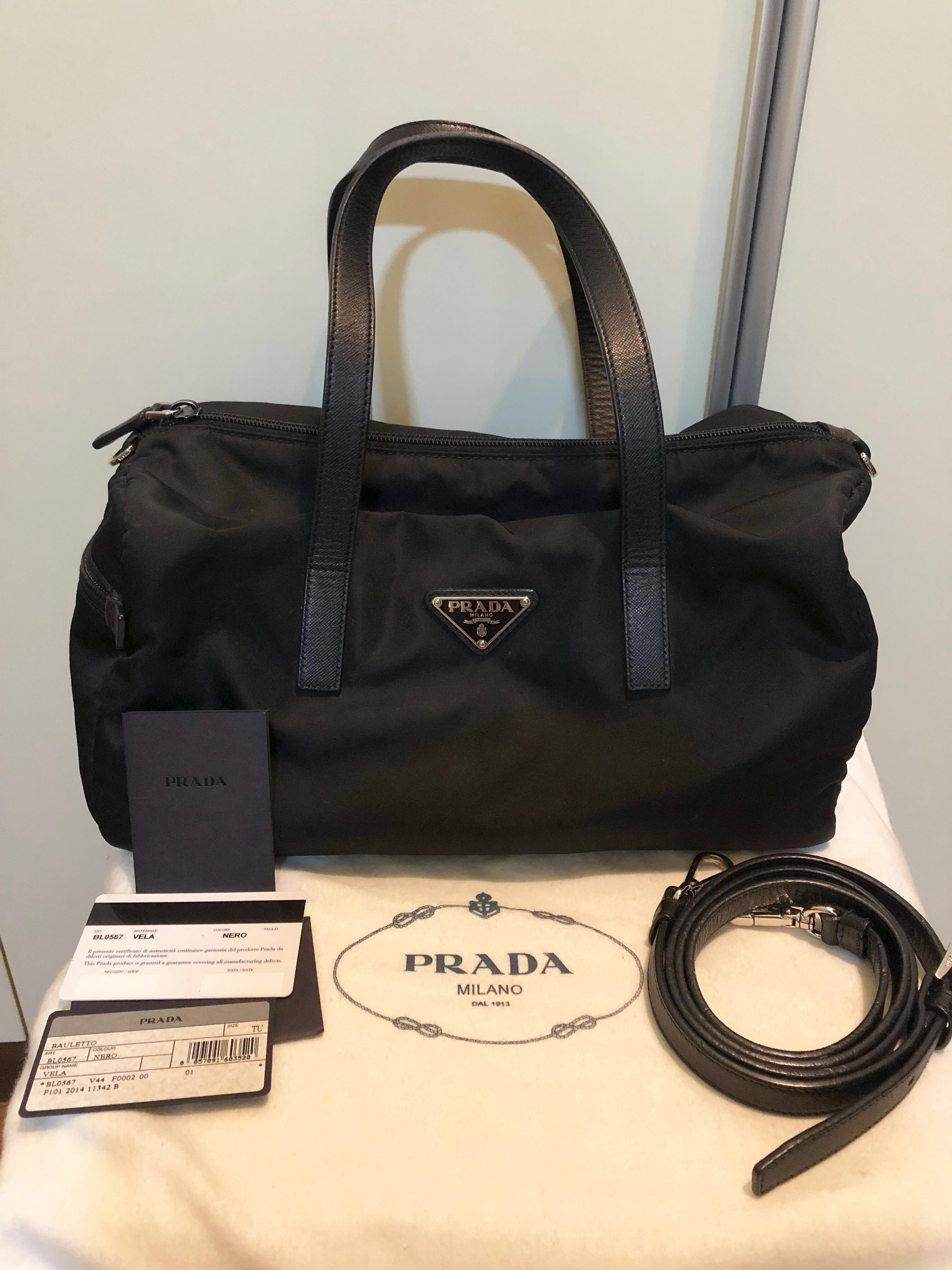 slashed Prada black tessuto nylon rectangle bag