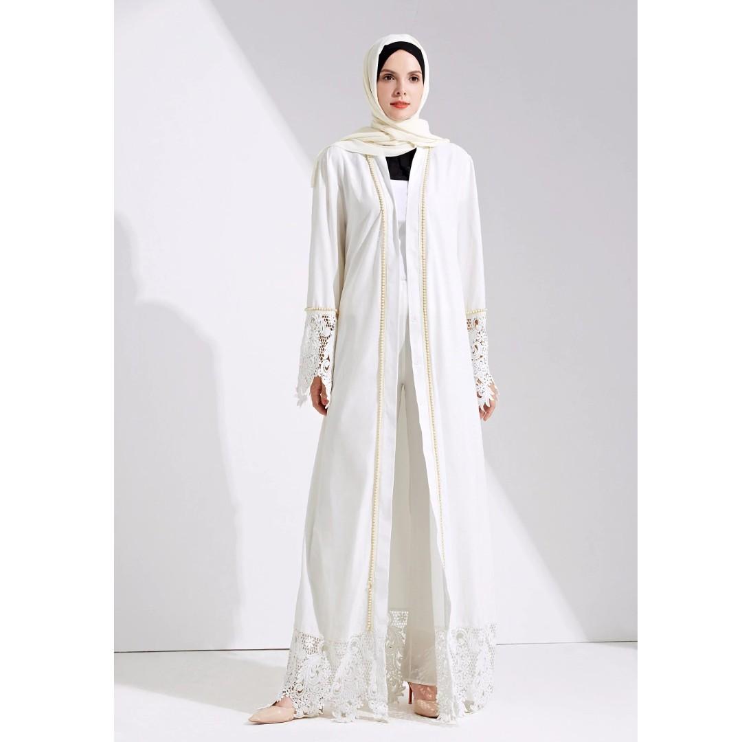 White lace abaya sale