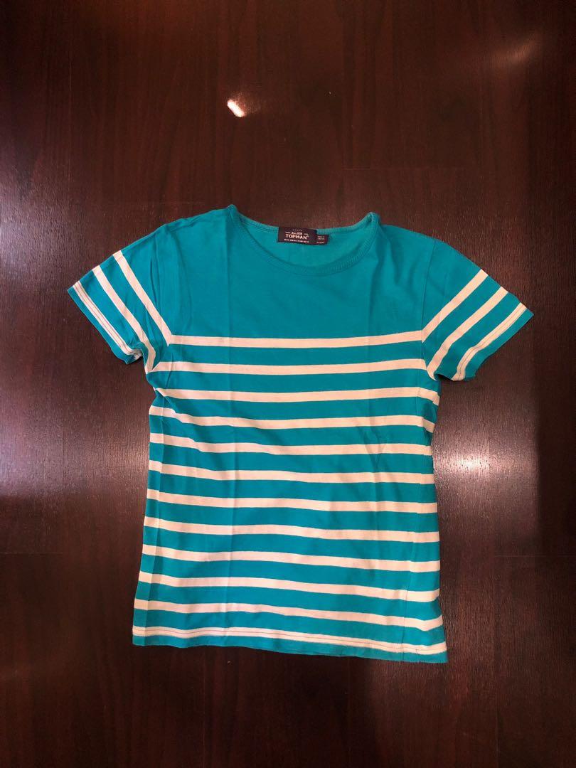 Topman Aqua Striped Shirt (Category: Tshirts & Polo Shirts ) located in Marikina City. Submitted by lienonerom (Listing ID 232015776, Image 1). Description: Condition: 8.5-9/10 Issues: slight signs of wear at the back neck area Preferred meetups: Marikina, Cubao, and Sta. Lucia areas.