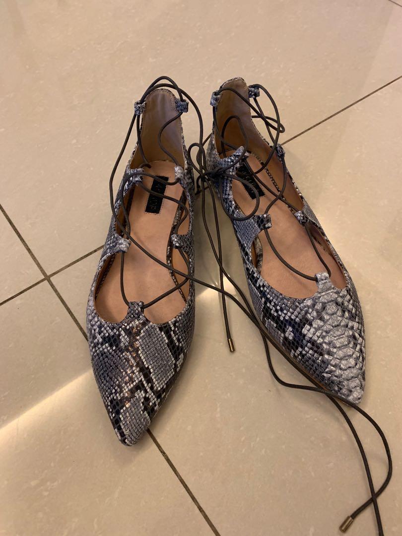 Topshop faux snakeskin pointed flats 