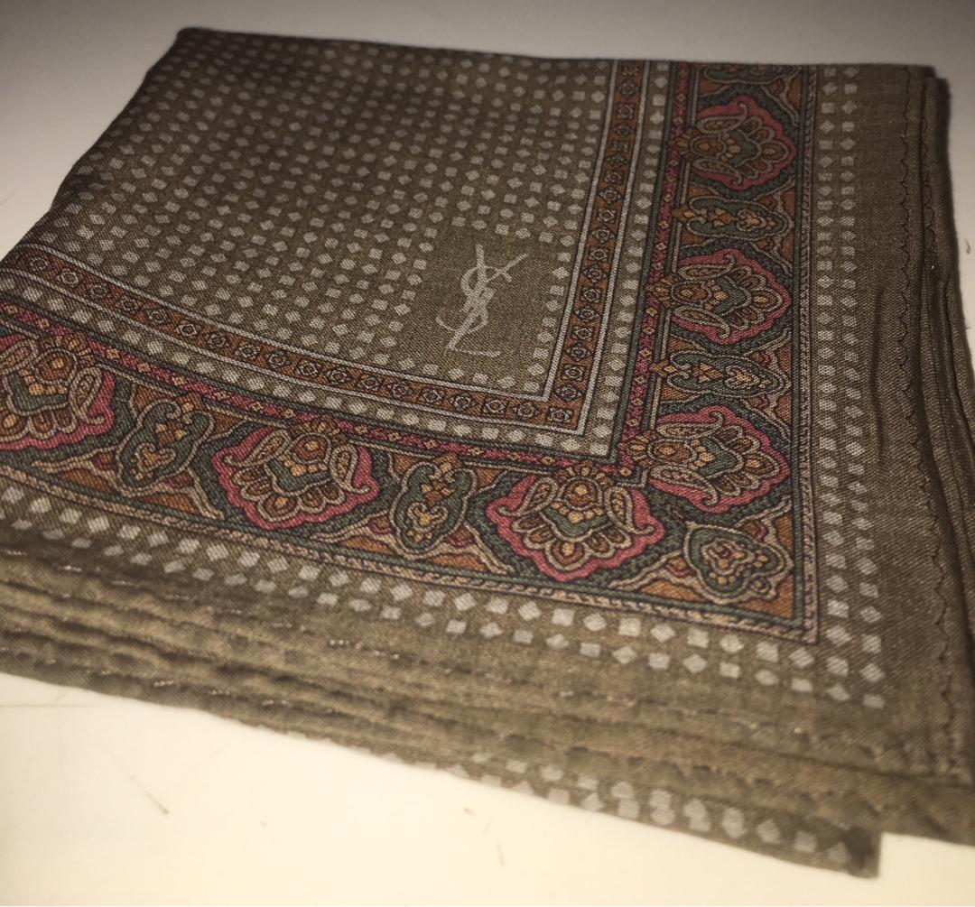 SALE price Reduced Used YSL Yves Saint Laurent handkerchief pocket square Men s Fashion Tops Sets Shirts on Carousell