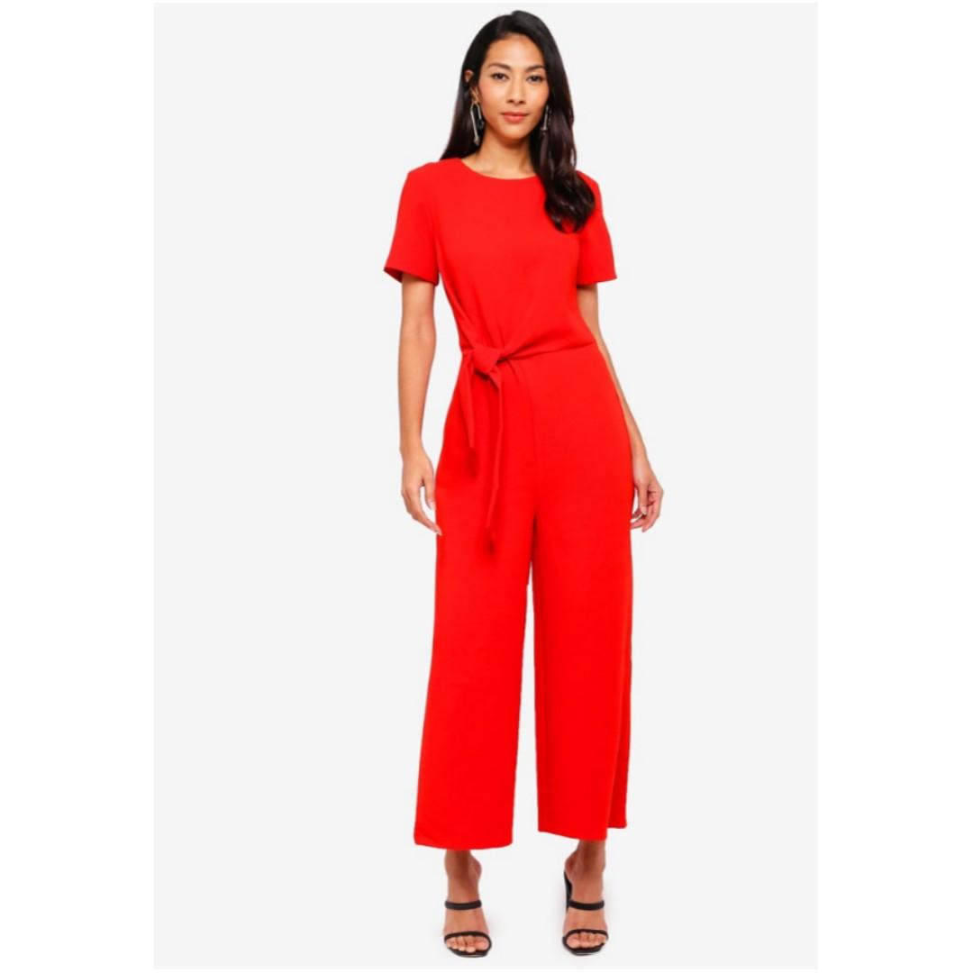 Warehouse side knot jumpsuit clearance