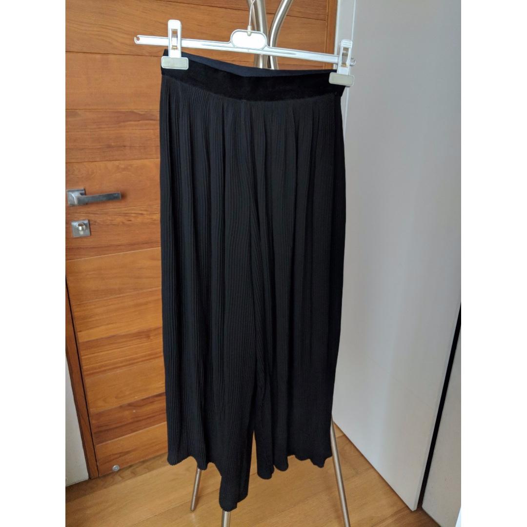 zara pleated culottes black