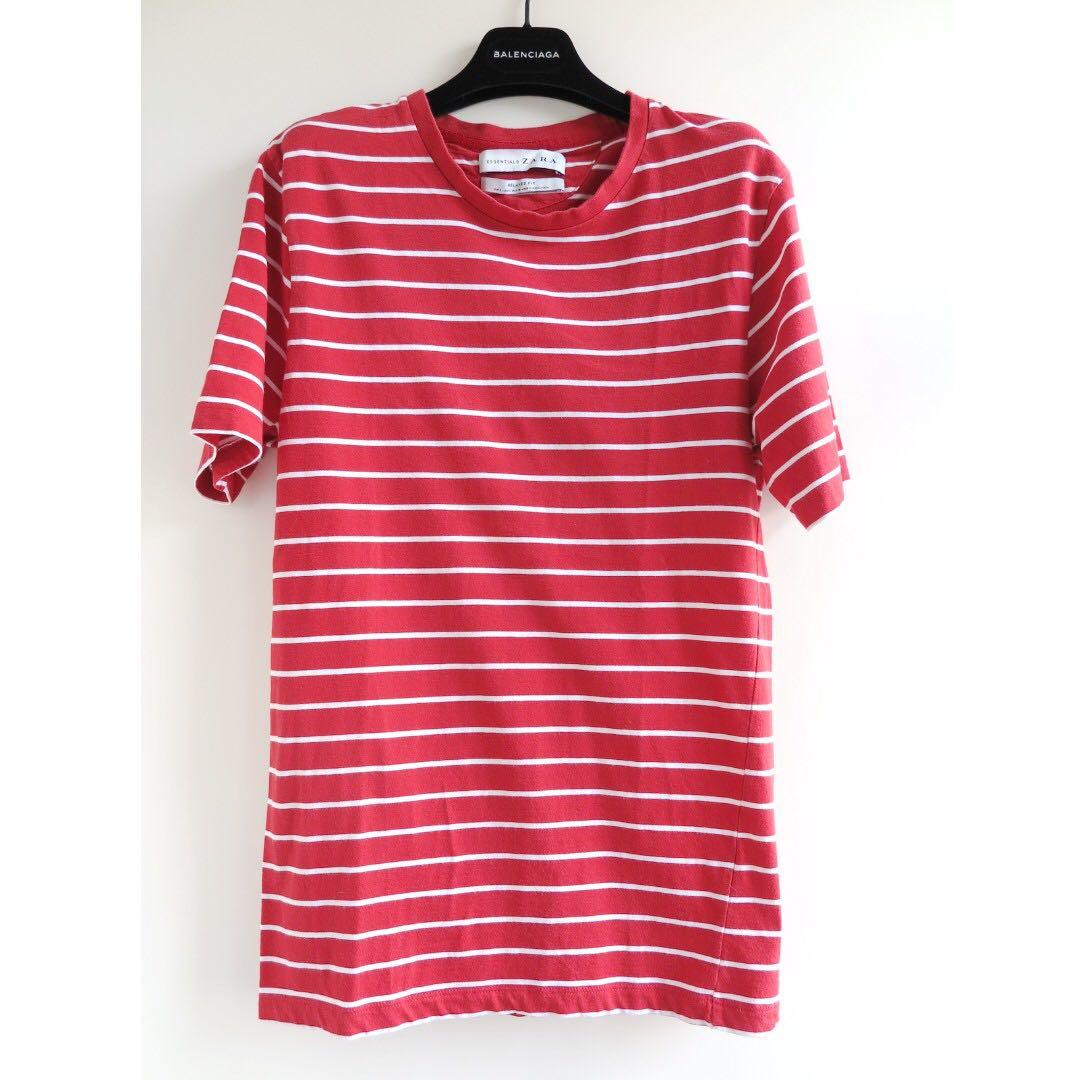 saint laurent red striped t shirt