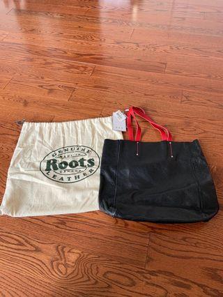 Brand new genuine roots leather tote bag