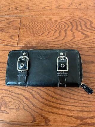 EUC authentic coach leather long wallet