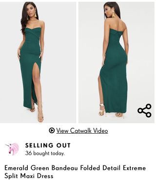 emerald green bandeau folded detail extreme split maxi dress Women's Sage Corset Drape Adorned with flutter detail along the slit Toperth Emerald Cascading Drape High