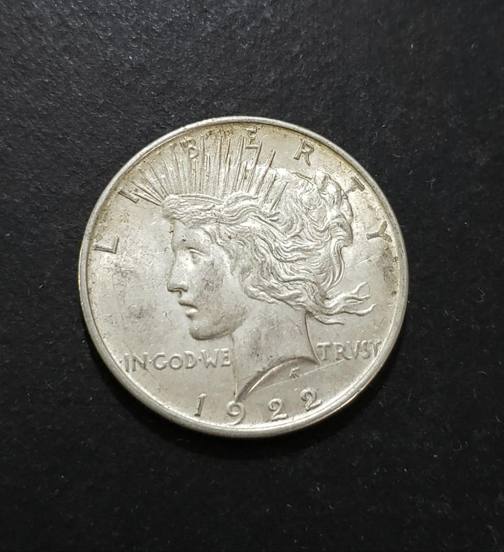 1922年美國Peace Dollar和平鷹US$1銀幣, 興趣及遊戲, 收藏品及紀念品, 錢幣- Carousell