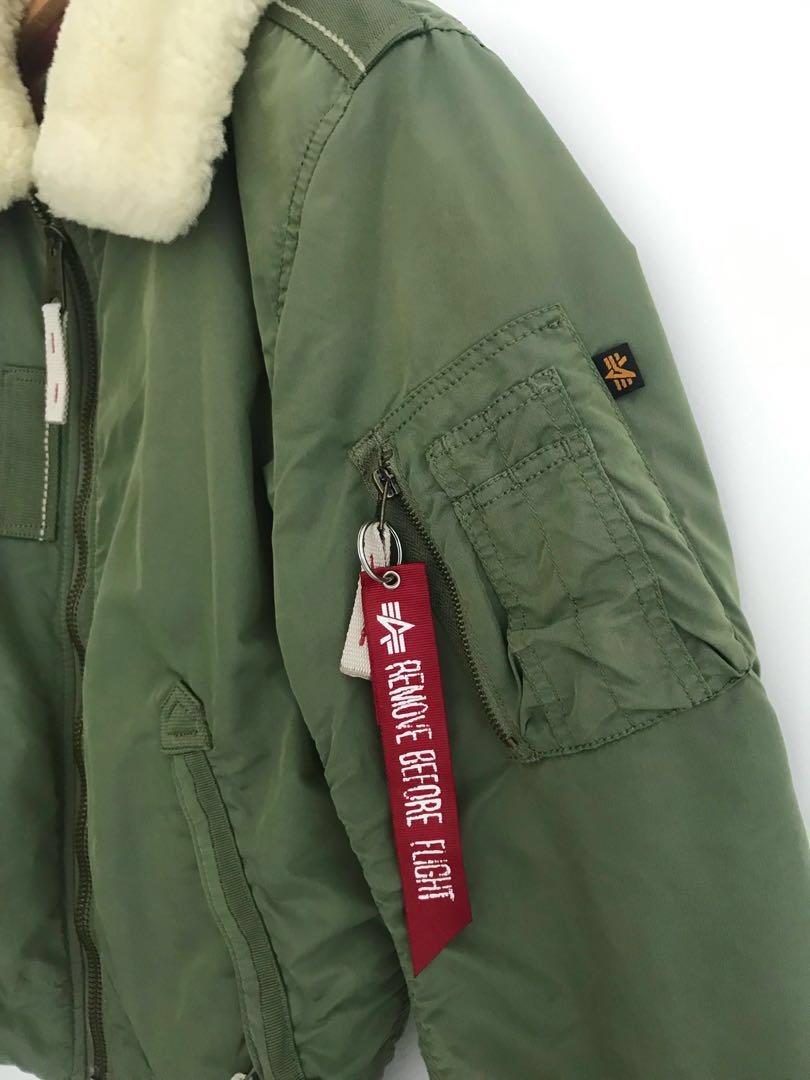 Alpha Industries MA1 Shearling Jacket (Military Green), Men's Fashion