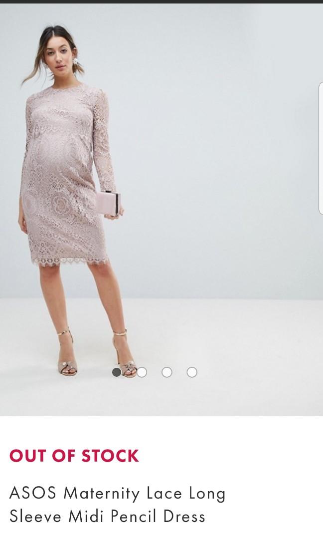 Asos design lace long sleeve midi pencil dress clearance