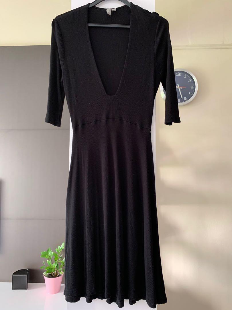 asos black ribbed dress