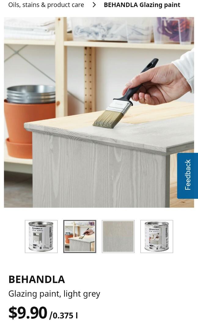 IKEA Behandla Glazing Paint light grey, Furniture & Home Living