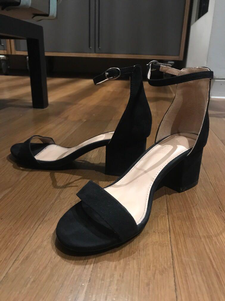 cheap black block heels