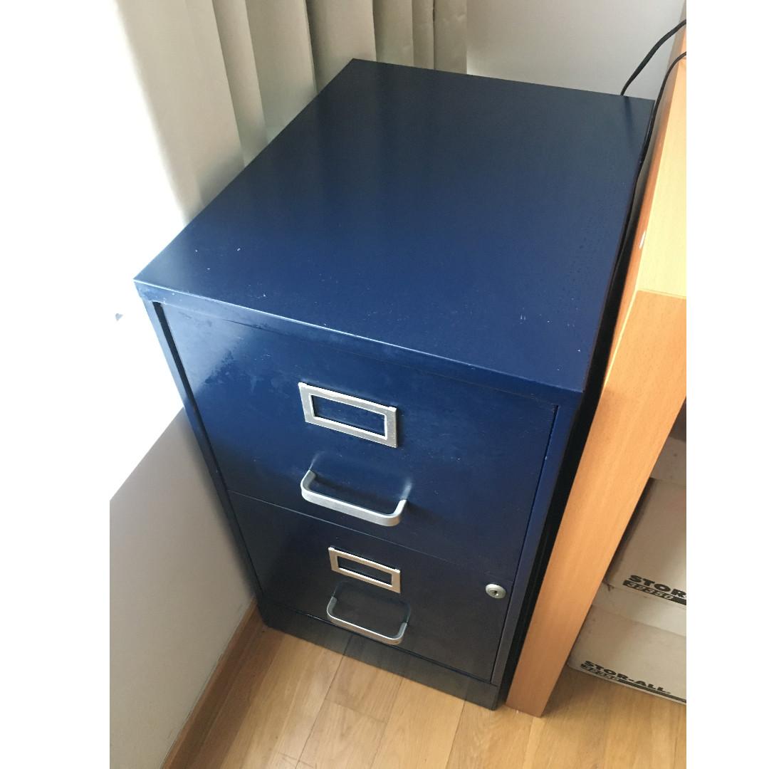 Blue File Cabinet Metal With 2 Drawers Very Practical Furniture Shelves Drawers On Carousell