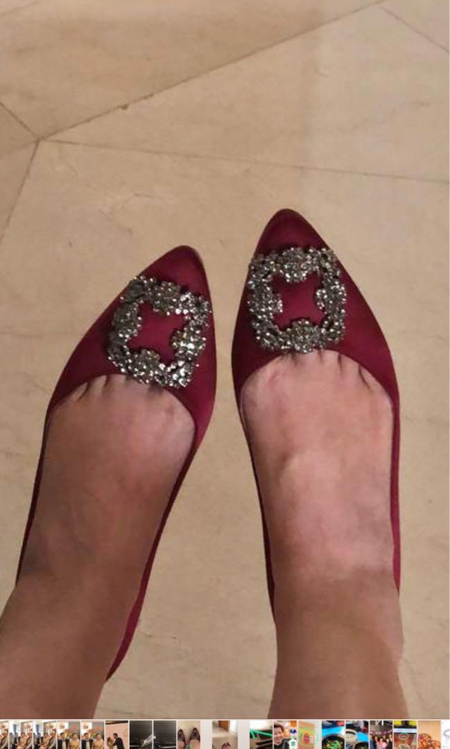 manolo blahnik burgundy shoes