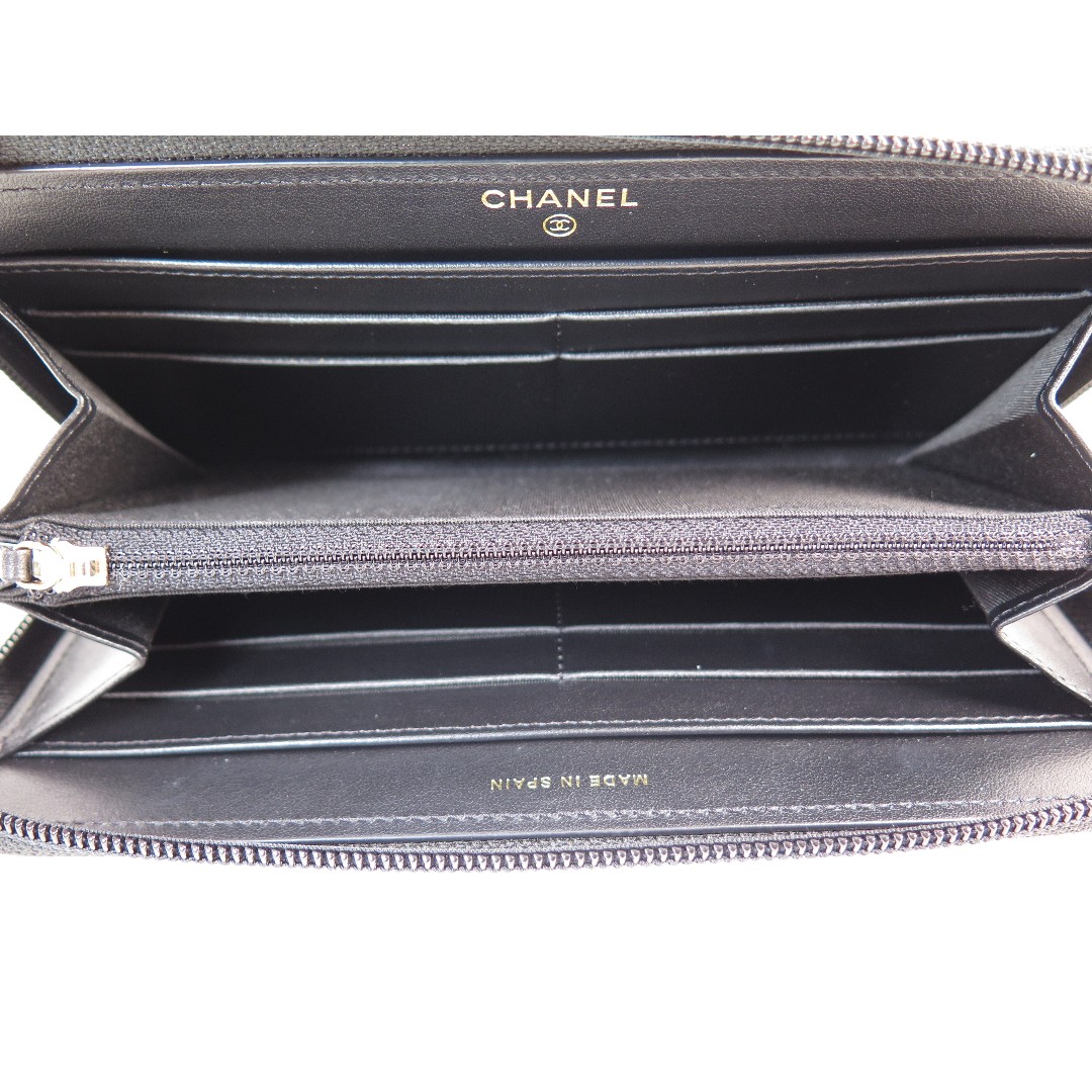 Chanel Boy Grained Black Calf long Wallet A80288
