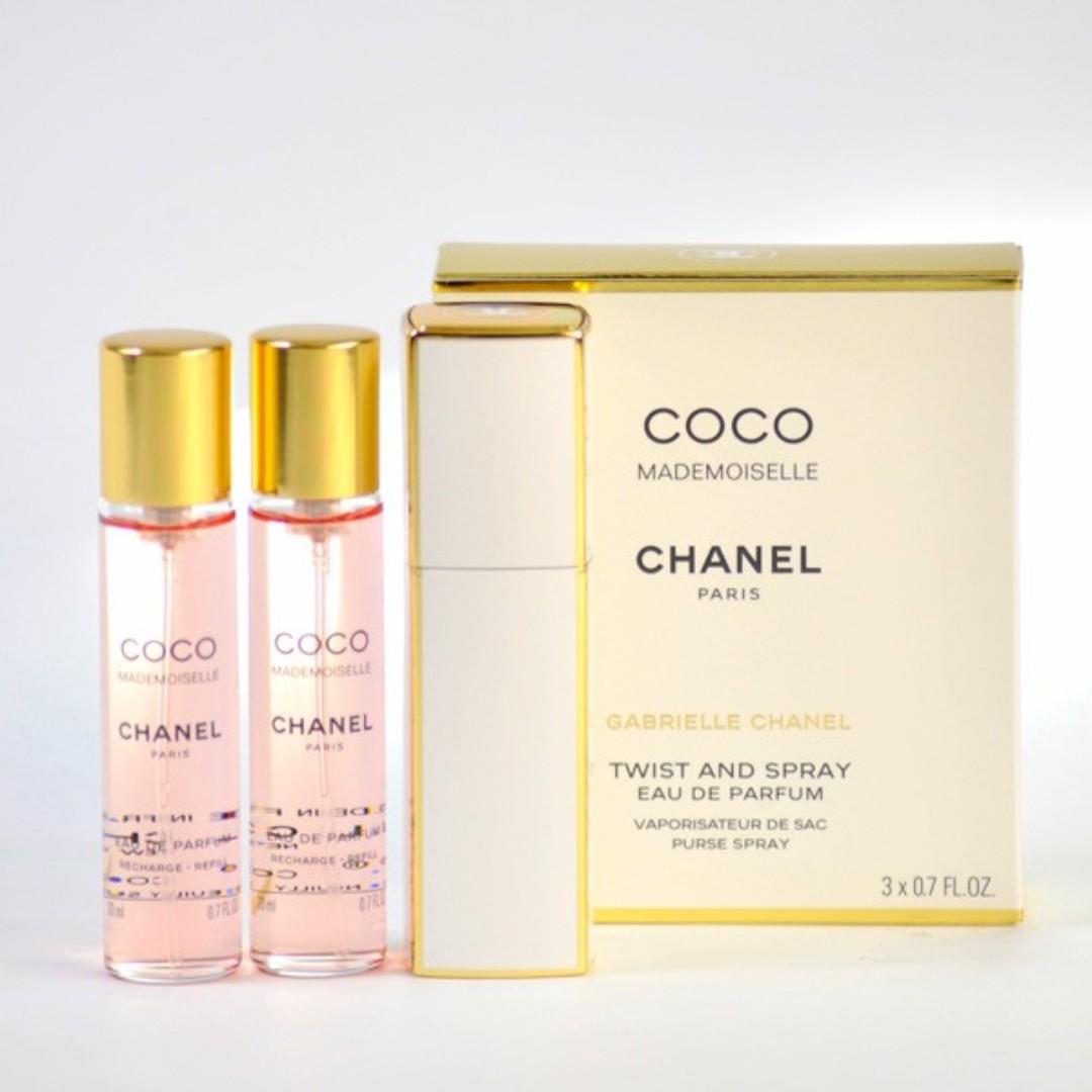 Chanel Coco Mademoiselle Eau De Parfum Twist and Spray with 2 refills 3x20mL,  Beauty & Personal Care, Fragrance & Deodorants on Carousell