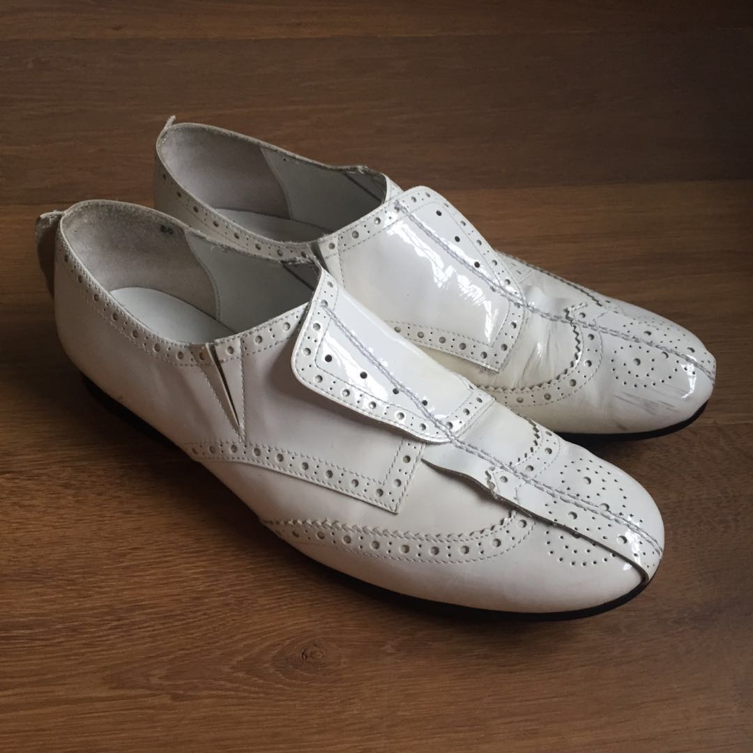 Comme des Garçons Tricot CDG White Patent Leather Loafer Shoes