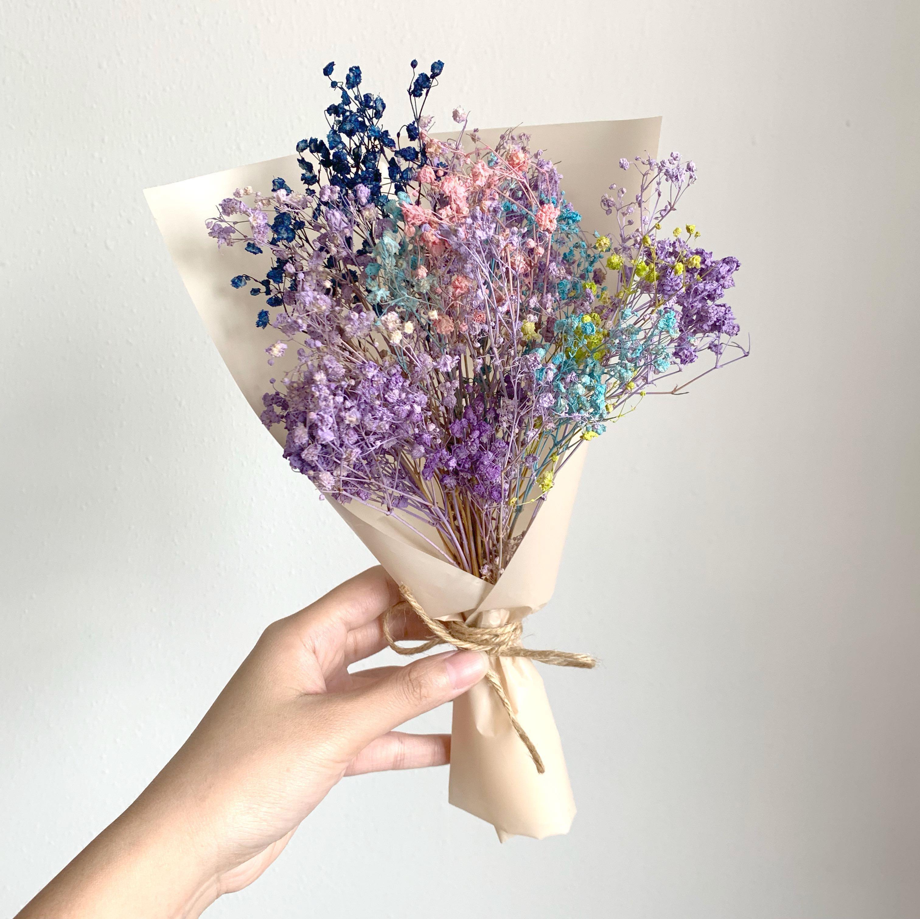 Flash Sale Dried Baby Breath Rainbow Baby Breath Home Decor Birthday Gift Graduation Design Craft Handmade Craft On Carousell