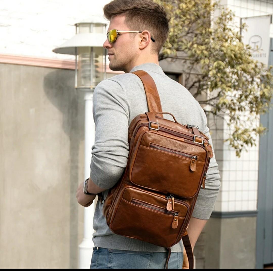 Mens leather hotsell backpack bags