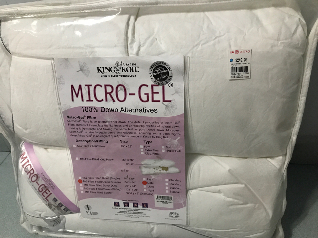 King Koil Microgel Fibre Filled Duvet Queen, Furniture, Beds