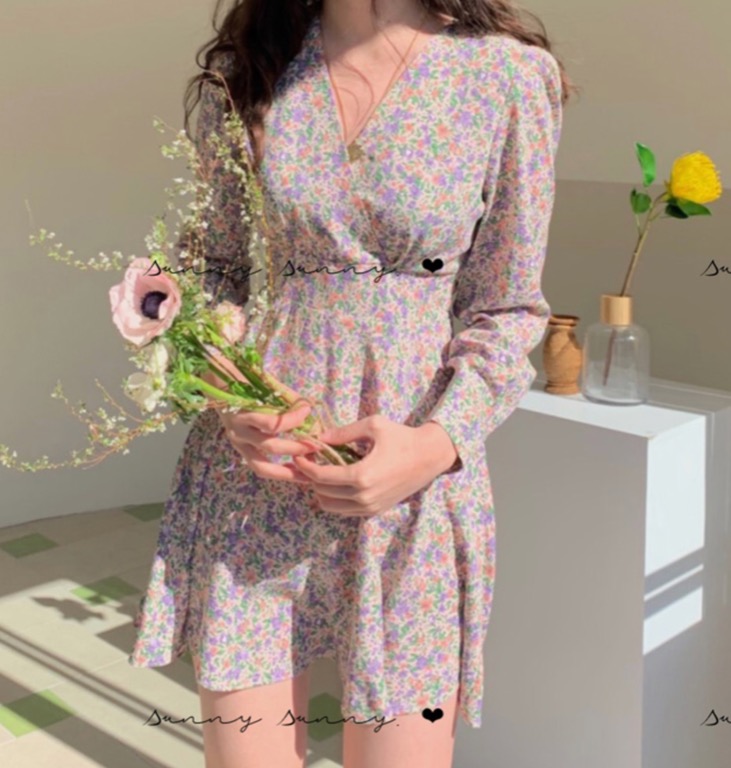Purple floral summer dress store