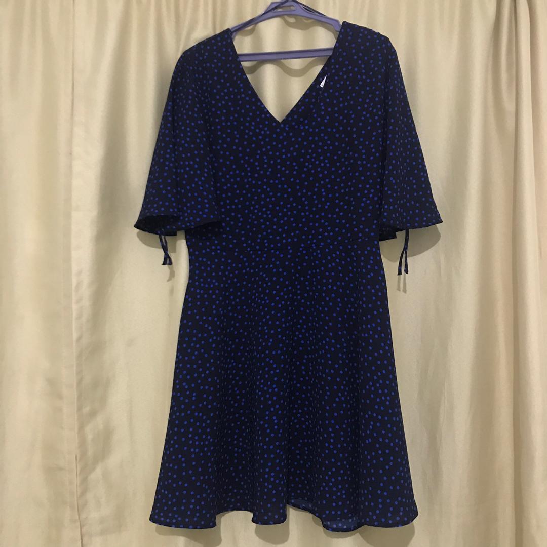Mango Blue Polka Dots Dress