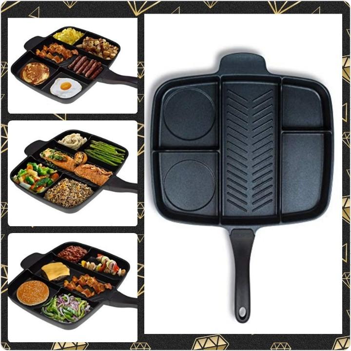 Master Pan Non-Stick Divided Grill/Fry/Oven Meal Skillet 15 Black