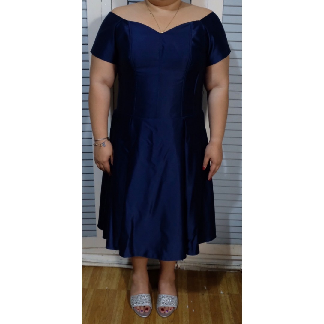 blue plus size cocktail dress