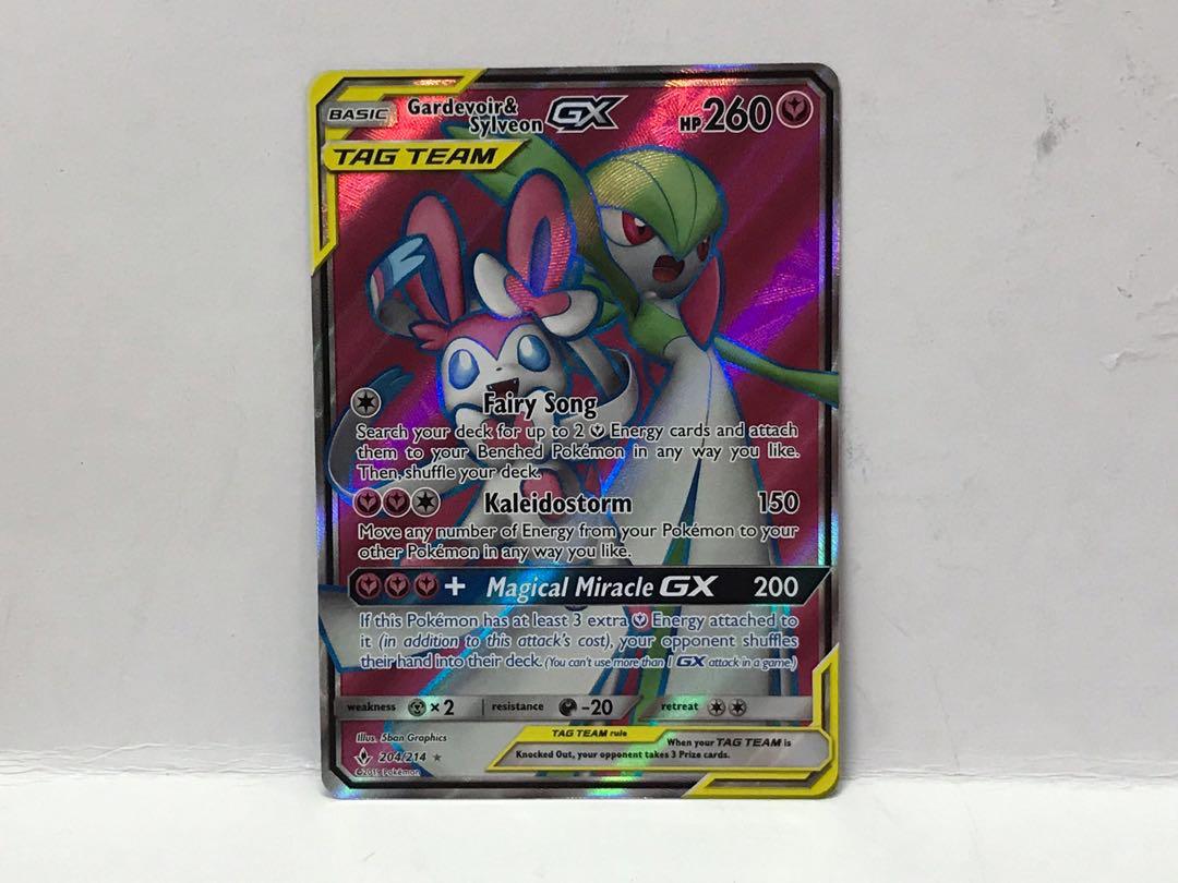 Pokemon Card Gardevoir Sylveon Gx 204 214 Full Art Ultra Rare Toys Games Others On Carousell Plea gx put 2 of your opponent's benched pokemon, and all cards attached to them, into your opponent's hand you can't use more than 1 gx attack in a game. pokemon card gardevoir sylveon gx 204 214 full art ultra rare