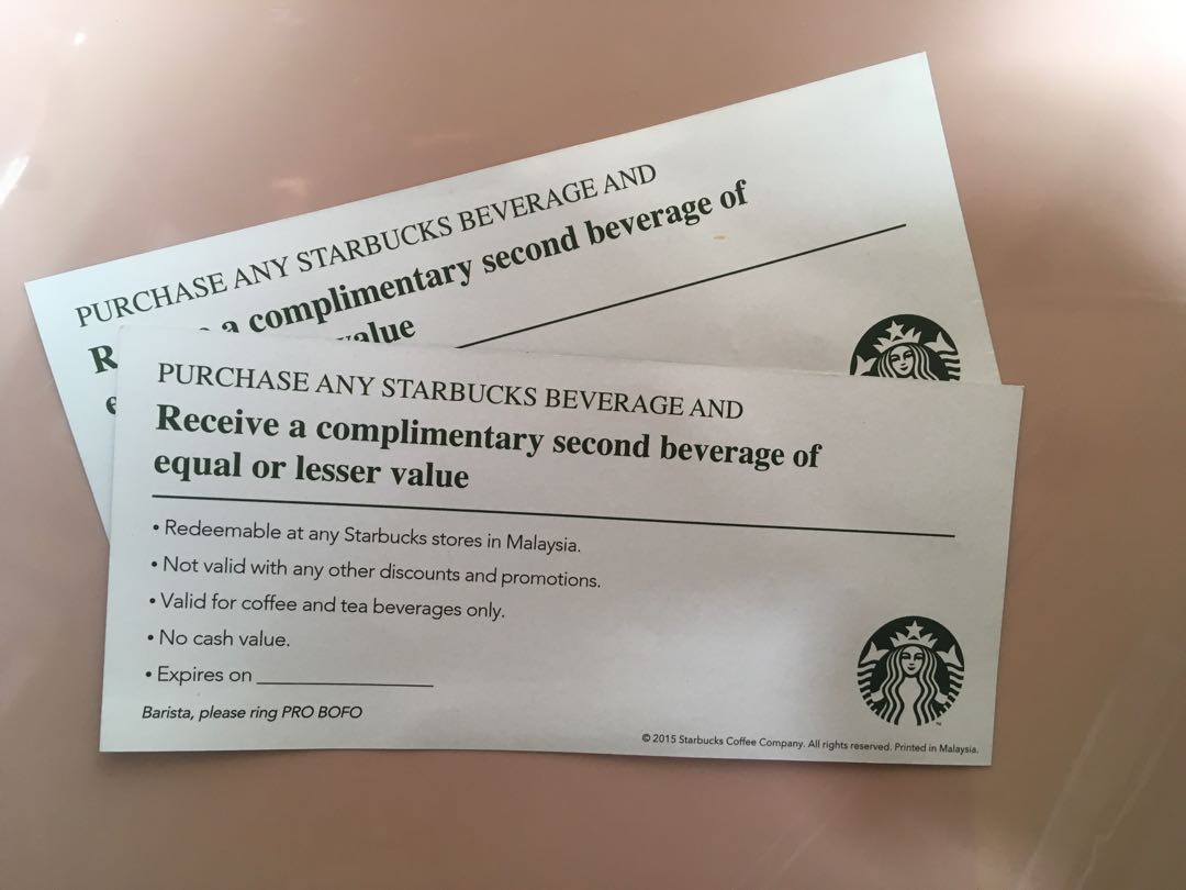 Starbucks Voucher Buy 1 Free 1 Tickets Vouchers Gift Cards Vouchers On Carousell