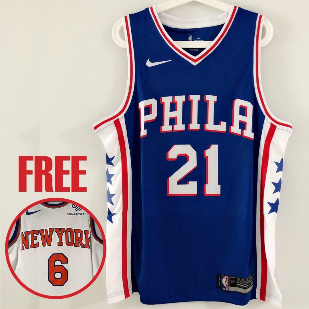 Joel Embiid #21 Philadelphia 76ers Adidas Blue XL NBA Basketball Jersey Sewn