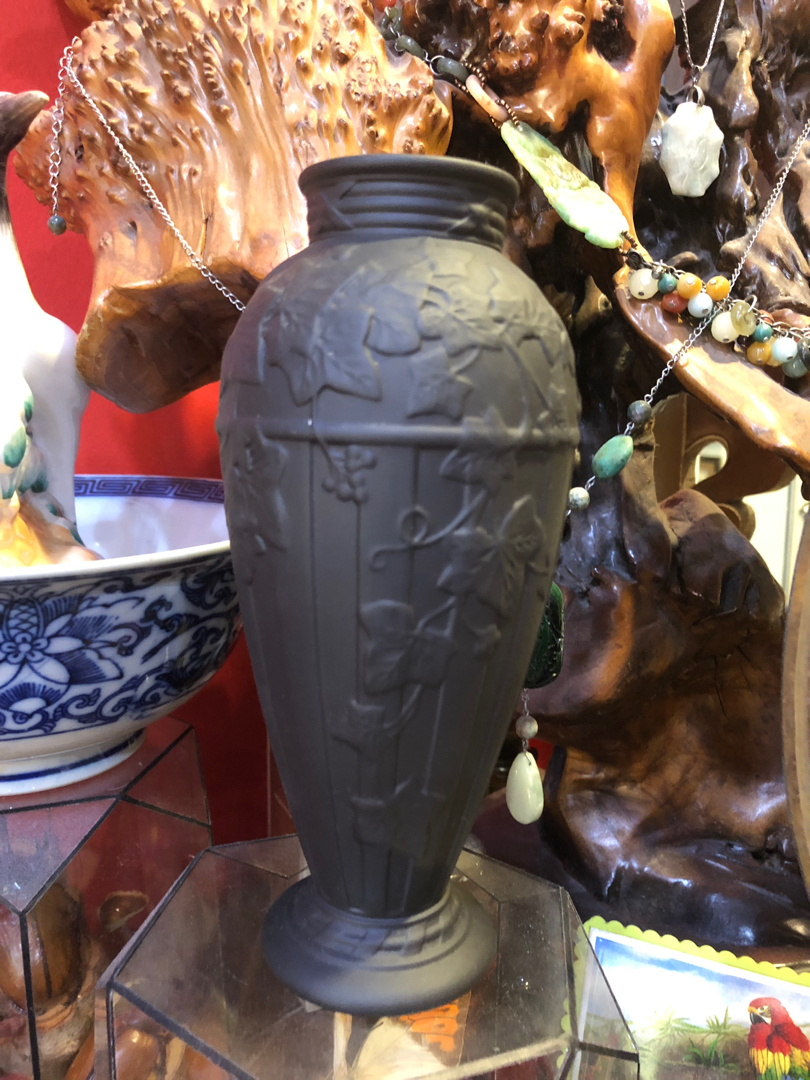 Wedgwood Black Basalt Vase Jasperware Vintage Collectibles
