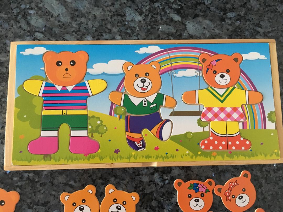 Wooden Puzzle Bear Family Dress Up Babies Kids Toys Walkers On Carousell