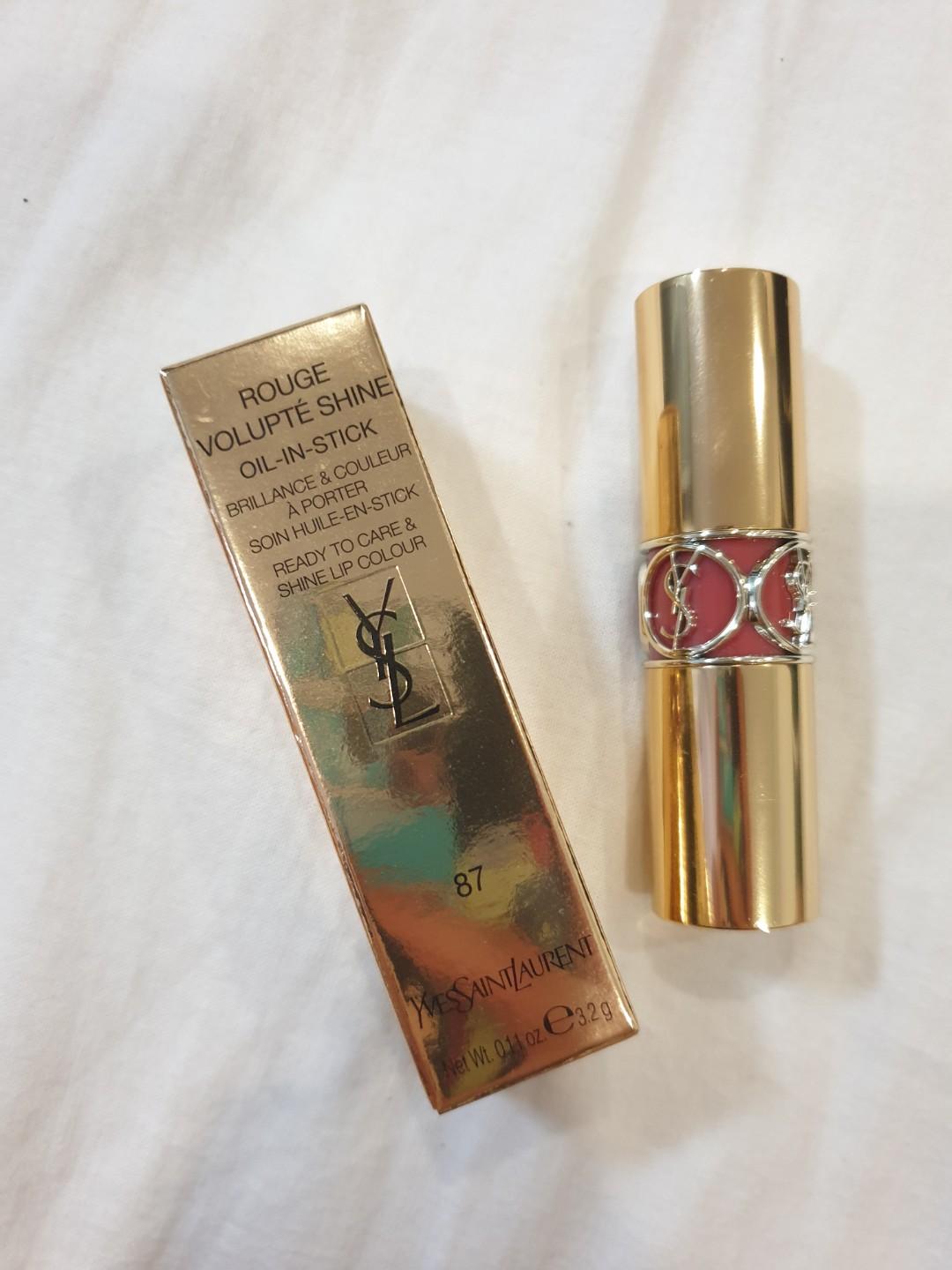 Ysl Lipstick Rouge Volupte Shine 87, Beauty & Personal Care, Face, Makeup  On Carousell