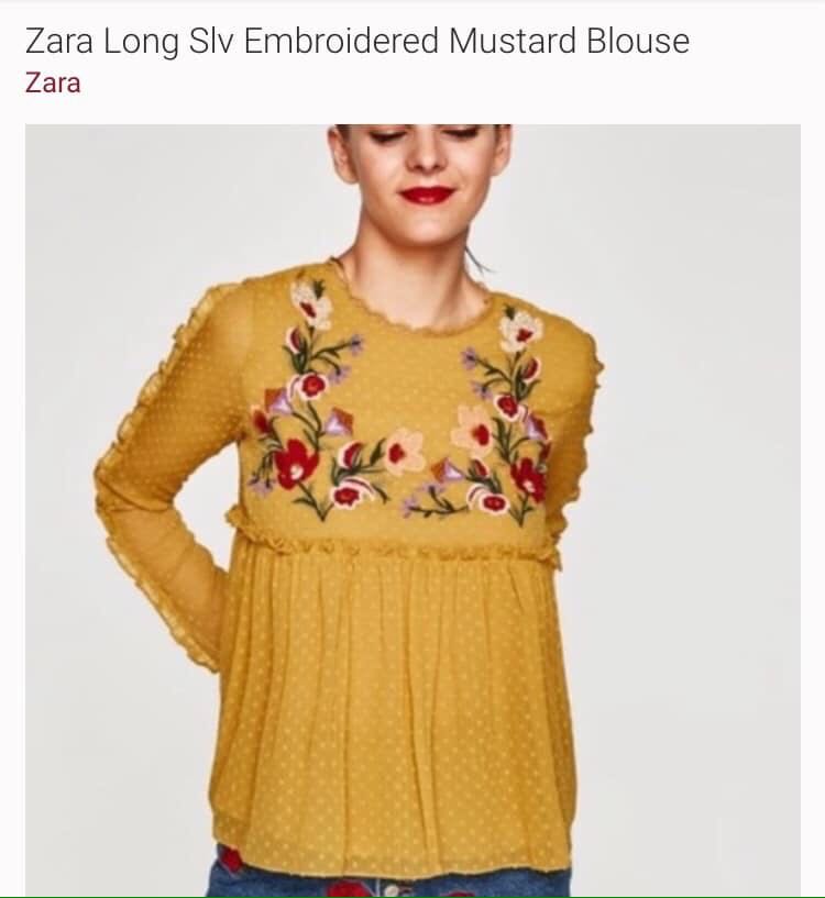 zara mustard blouse