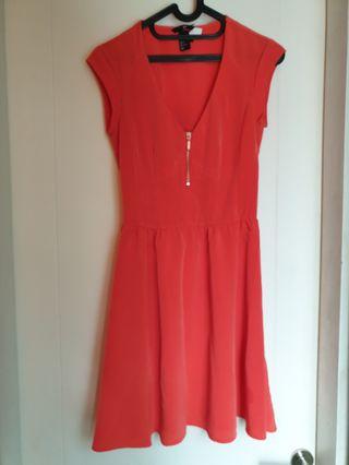 H&M Summer Orange V Neck Casual Dress