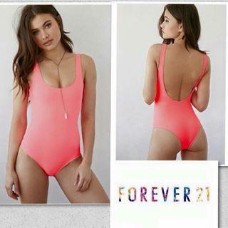 Forever 21 Pink Neon Bodysuit One Piece Swimwear Bikini