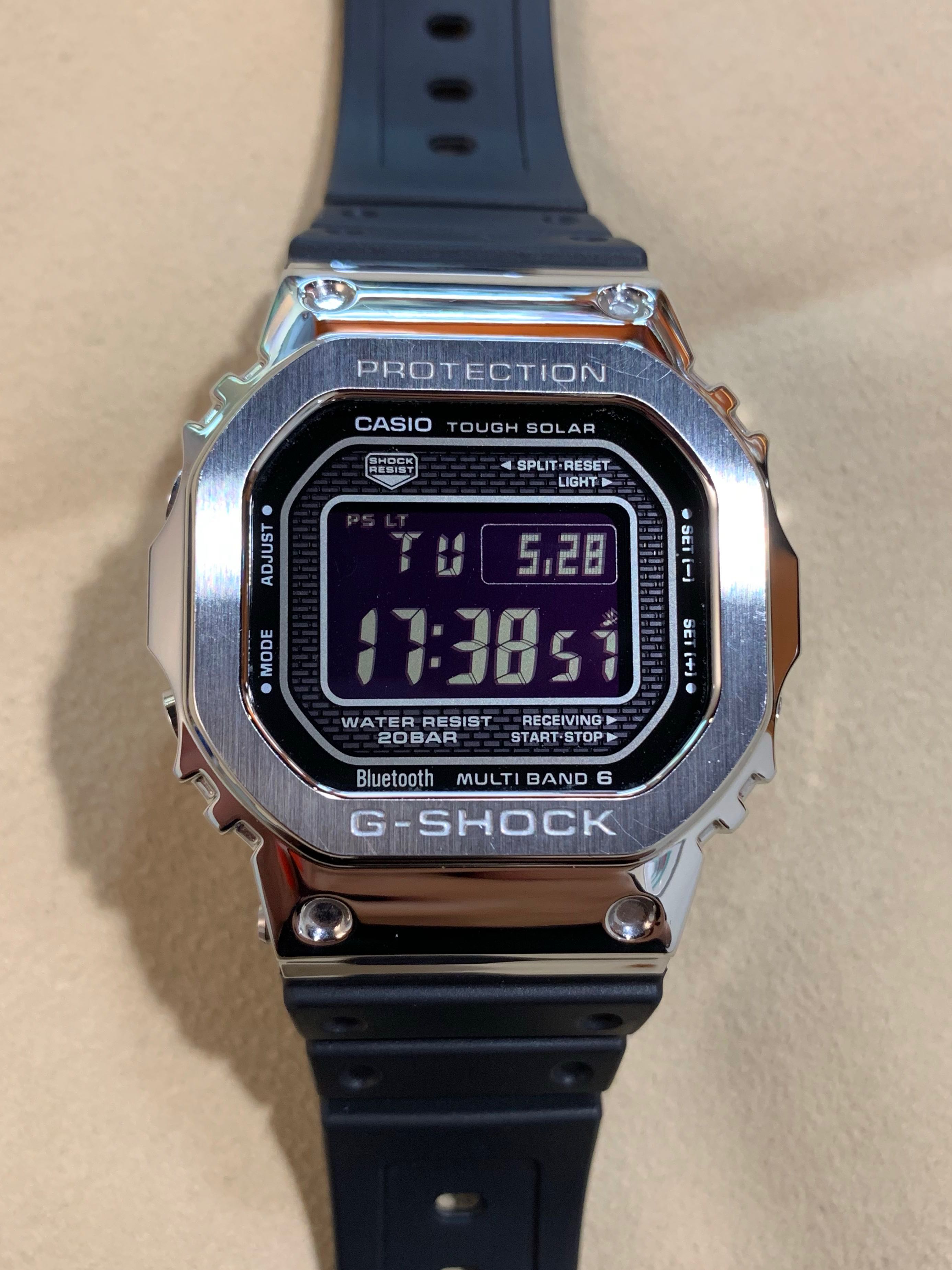 中古二手G-Shock GMW-B5000-1JF GMWB5000 Metal 反顯日版3459 太陽能藍芽電波, 名牌, 手錶- Carousell