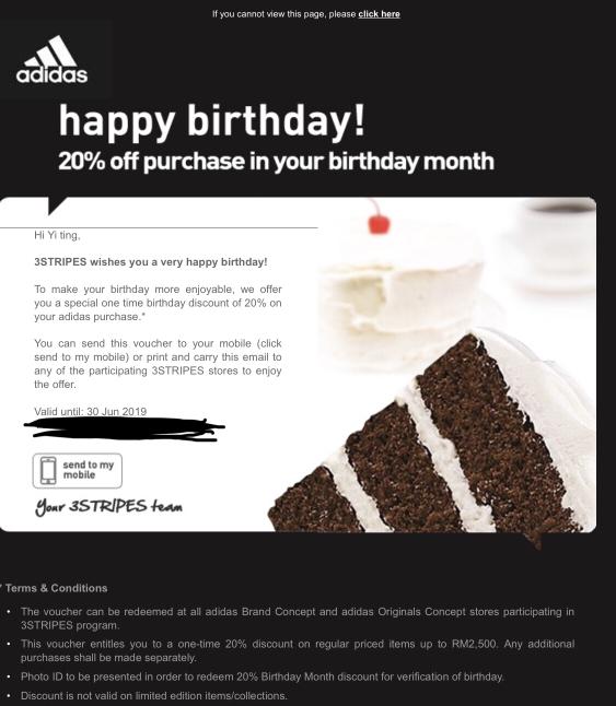 adidas member birthday discount