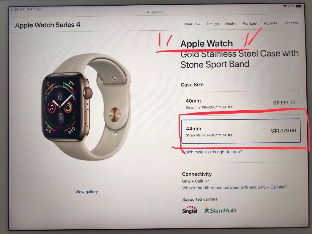Apple Watch 4 series Gold Stainless Steel Case with Stone Sport